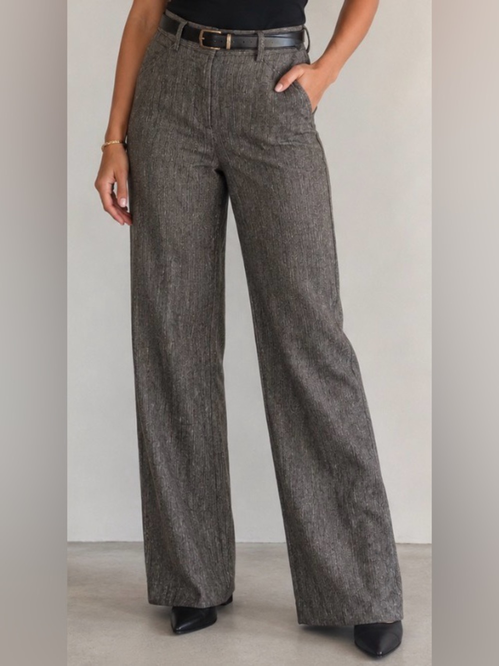 MAX STUDIO Black & White Straight Leg Mid-High Rise Cotton and Linen Trousers 10